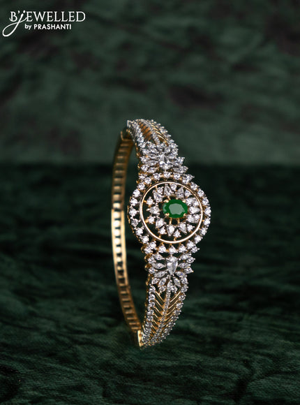 Zircon bracelets with emerald and cz stones in gold finish