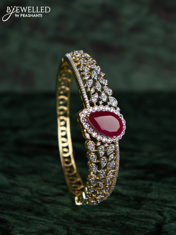 Zircon bracelets with ruby and cz stones in gold finish