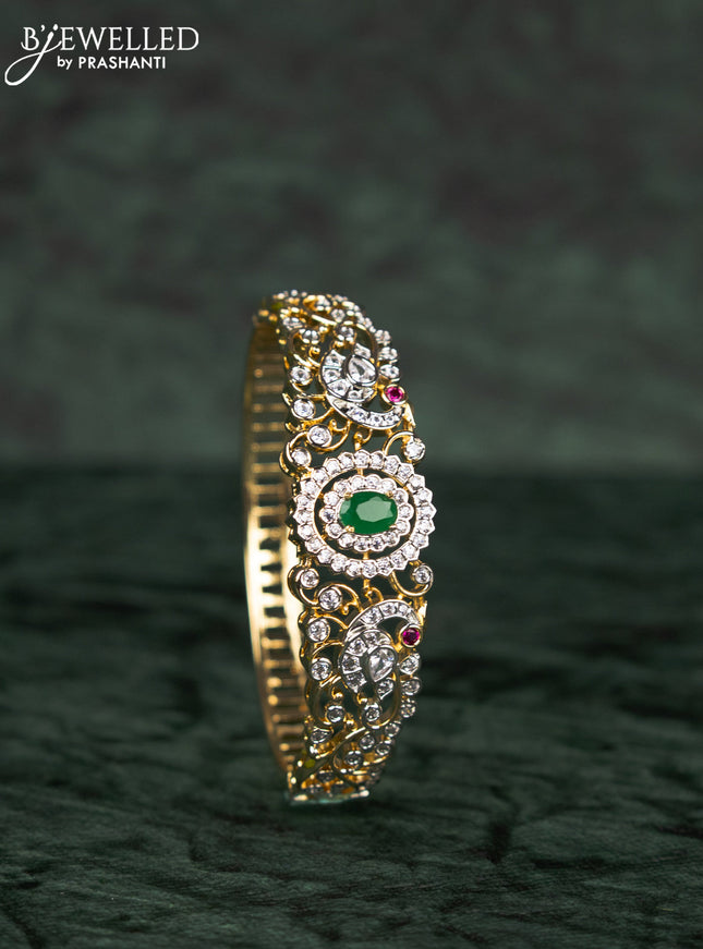 Zircon bracelets with emerald and cz stones in gold finish