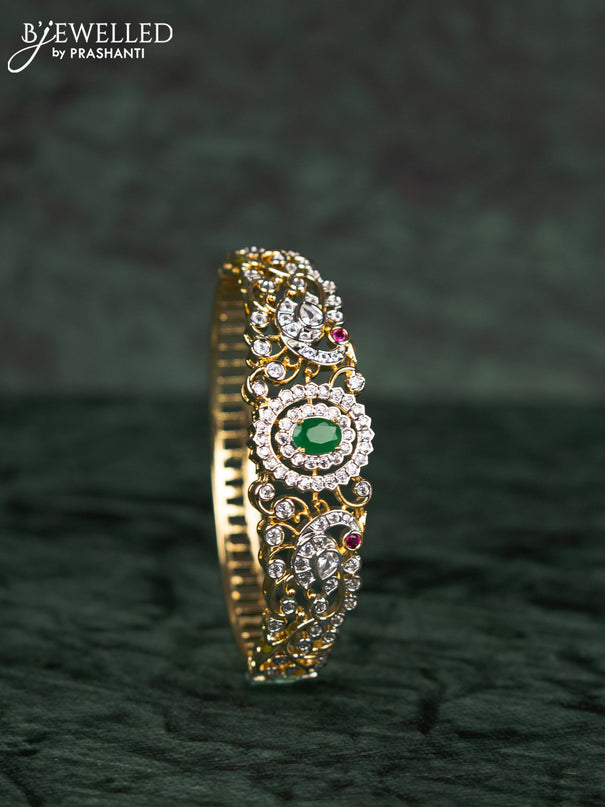 Zircon bracelets with emerald and cz stones in gold finish