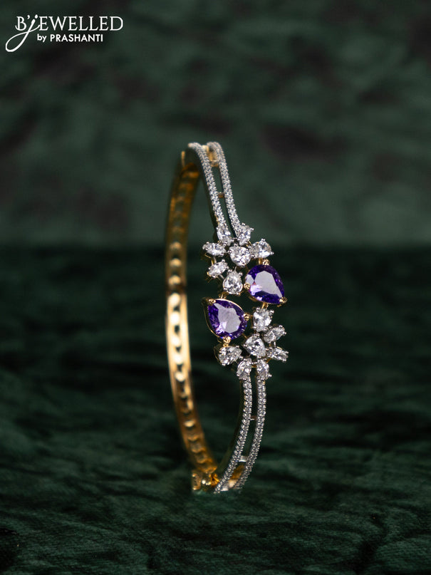 Zircon bracelets with purple and cz stones in gold finish