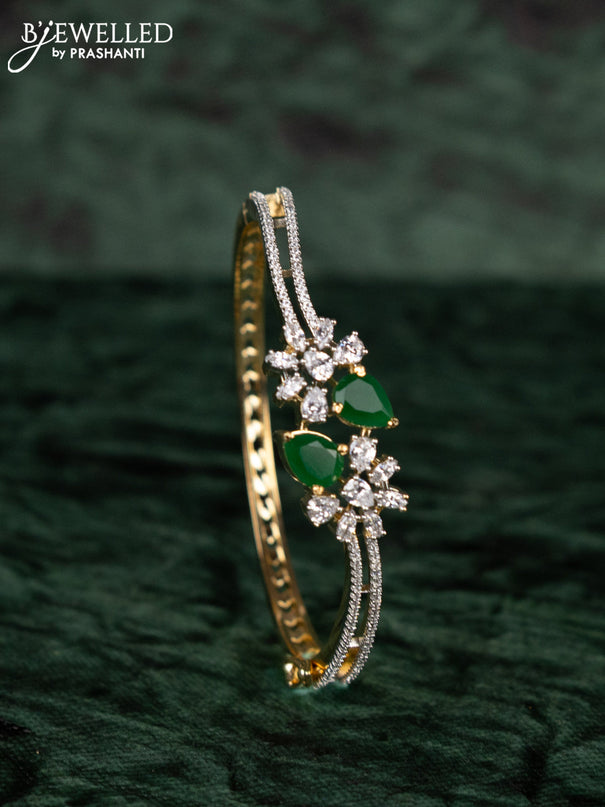 Zircon bracelets with emerald and cz stones in gold finish
