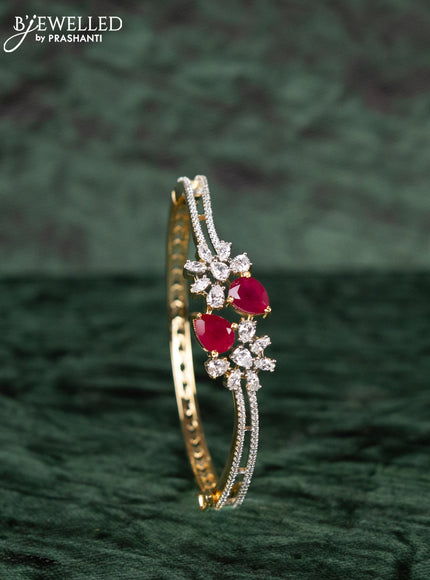 Zircon bracelets with ruby and cz stones in gold finish