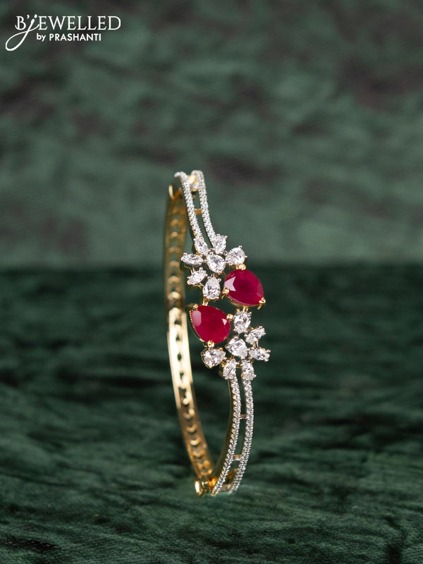 Zircon bracelets with ruby and cz stones in gold finish