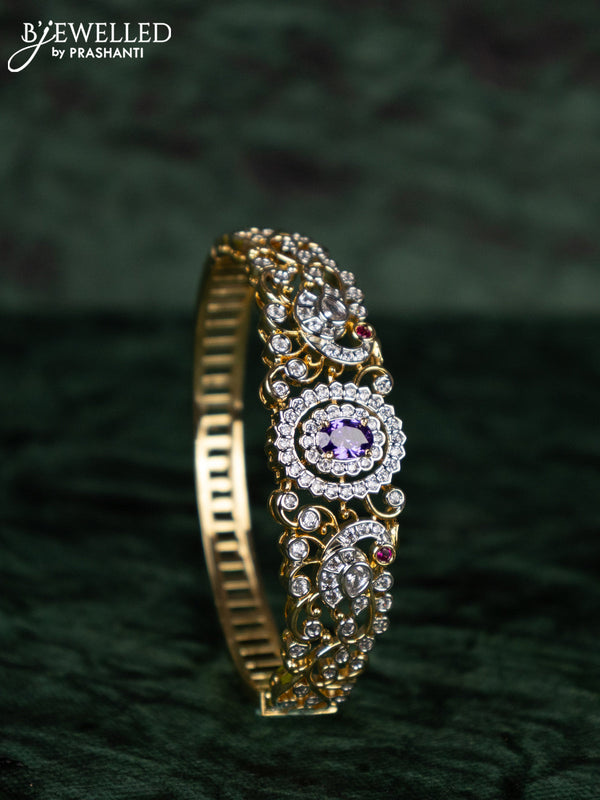 Zircon bracelets with purple and cz stones in gold finish