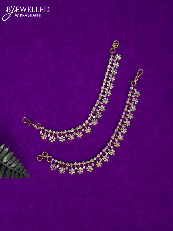 Zircon maatal floral design with cz stones in gold finish