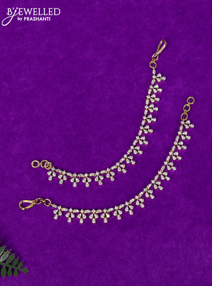 Zircon maatal with cz stones in gold finish