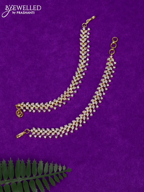 Zircon maatal with cz stones in gold finish