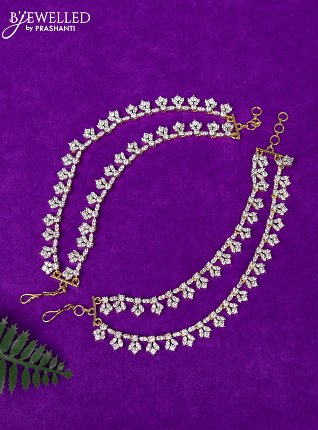 Zircon double layer maatal with cz stones in gold finish