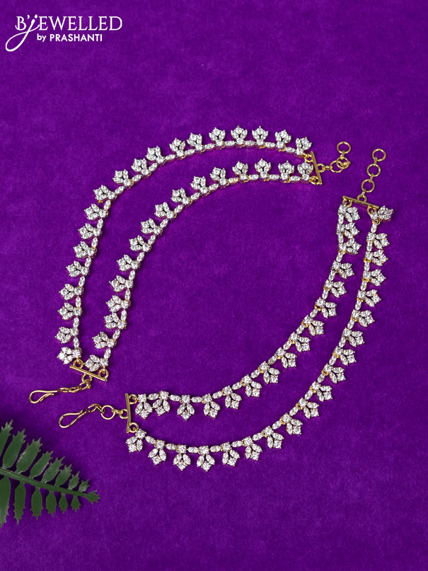 Zircon double layer maatal with cz stones in gold finish