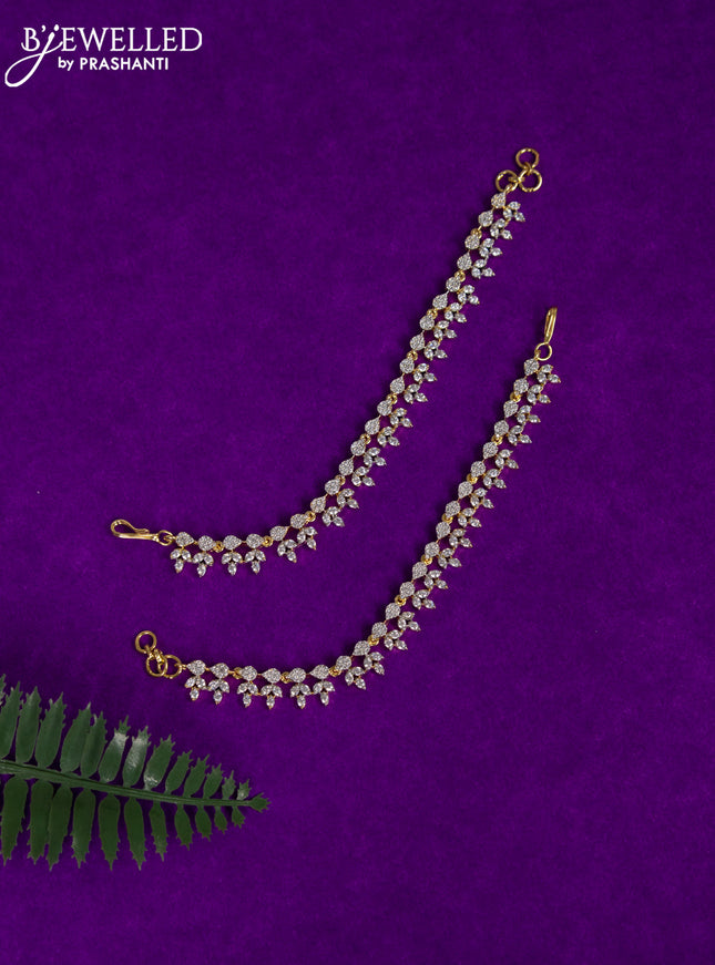 Zircon maatal with cz stones in gold finish