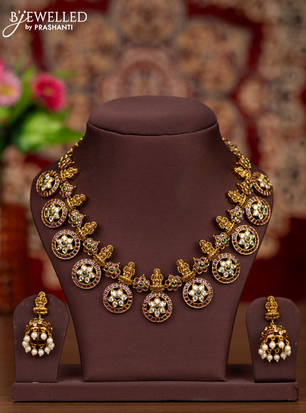 Antique necklace bottumala & lakshmi design with kemp and cz stones