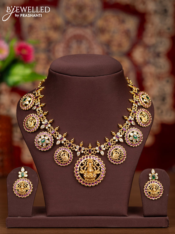 Antique necklace bottumala & lakshmi design with kemp and cz stones