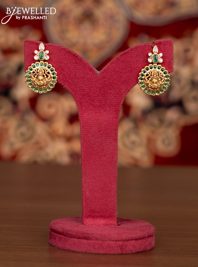 Antique necklace bottumala & lakshmi design with emerald and cz stones