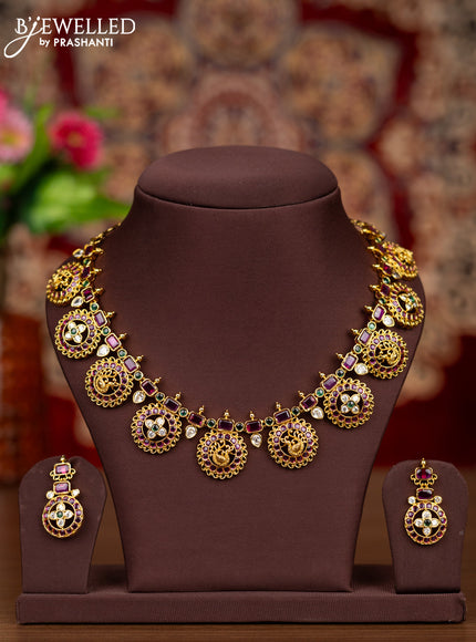 Antique necklace bottumala & lakshmi design with kemp and cz stones