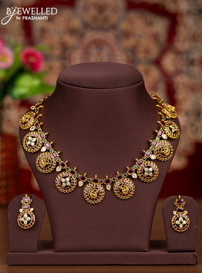 Antique necklace bottumala & lakshmi design with kemp and cz stones