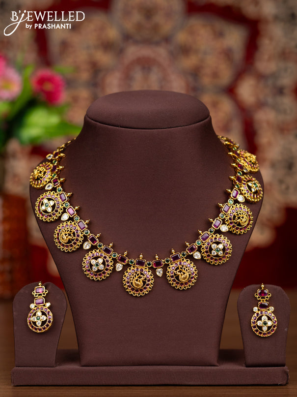 Antique necklace bottumala & lakshmi design with kemp and cz stones
