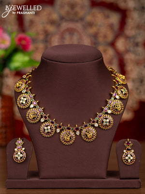 Antique necklace bottumala & lakshmi design with kemp and cz stones