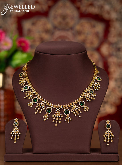 Antique necklace with emerald & cz stones