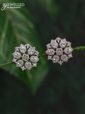 Zircon earrings with cz stones in gold finish