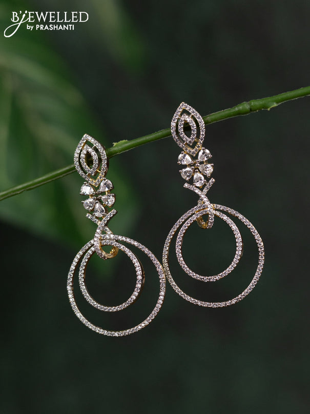 Zircon earrings with cz stones in gold finish