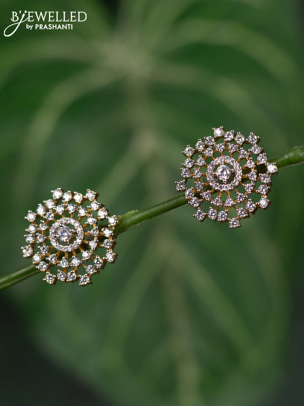 Zircon earrings with cz stones in gold finish