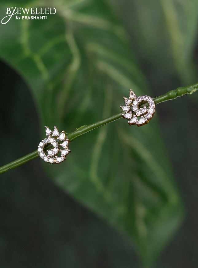 Zircon earrings with cz stones in gold finish