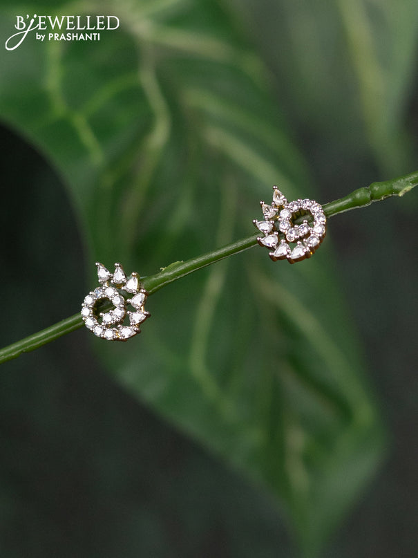 Zircon earrings with cz stones in gold finish
