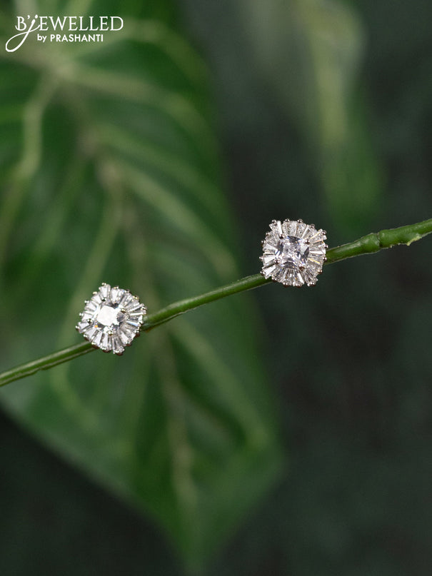 Zircon earrings with cz stones in gold finish