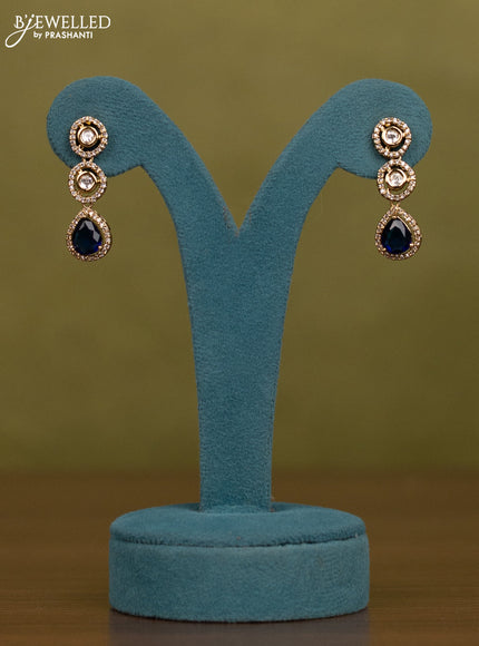 Necklace with sapphire & kundan and cz stones in victorian finish