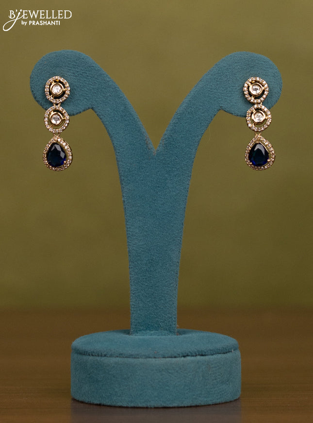 Necklace with sapphire & kundan and cz stones in victorian finish