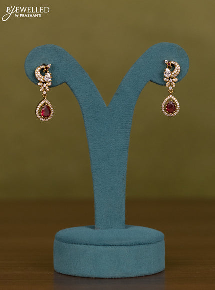 Necklace peacock design with ruby and cz stones in victorian finish