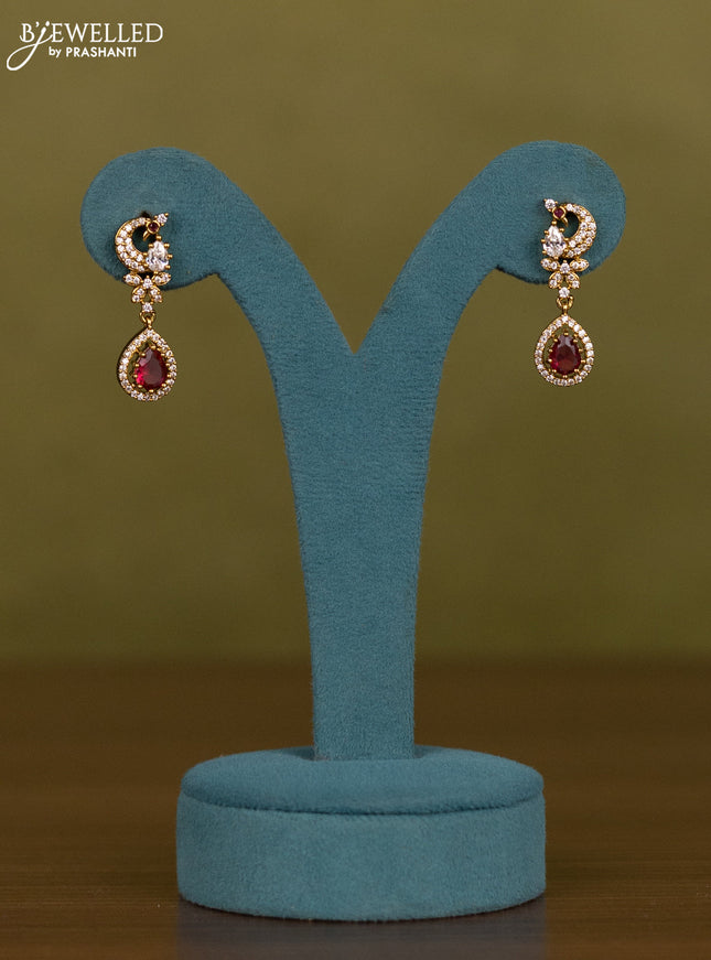 Necklace peacock design with ruby and cz stones in victorian finish