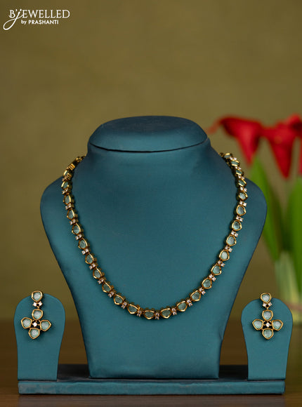 Necklace with mint green and cz stones in victorian finish