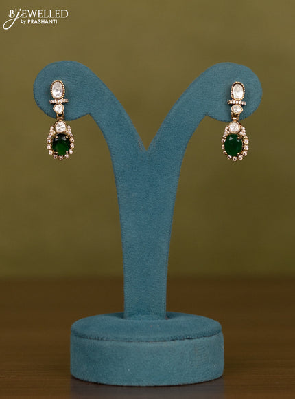 Necklace with emerald and kundan cz stones in victorian finish