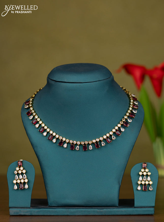Necklace with ruby and kundan stones in victorian finish