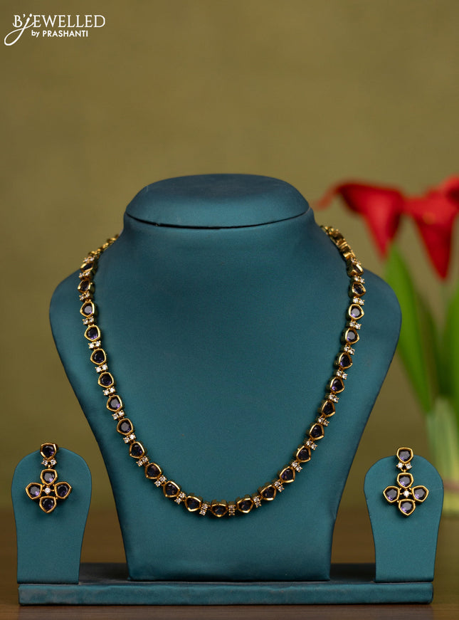 Necklace with purple and cz stones in victorian finish
