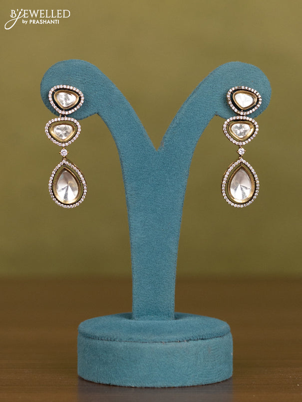 Necklace with kundan and cz stones in victorian finish