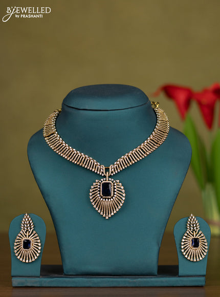 Necklace with sapphire and cz stones in victorian finish