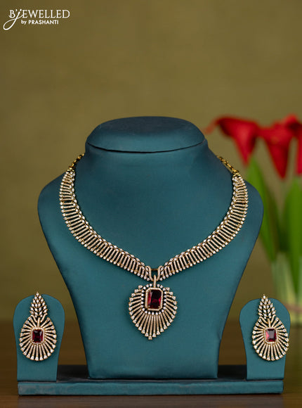 Necklace with ruby and cz stones in victorian finish