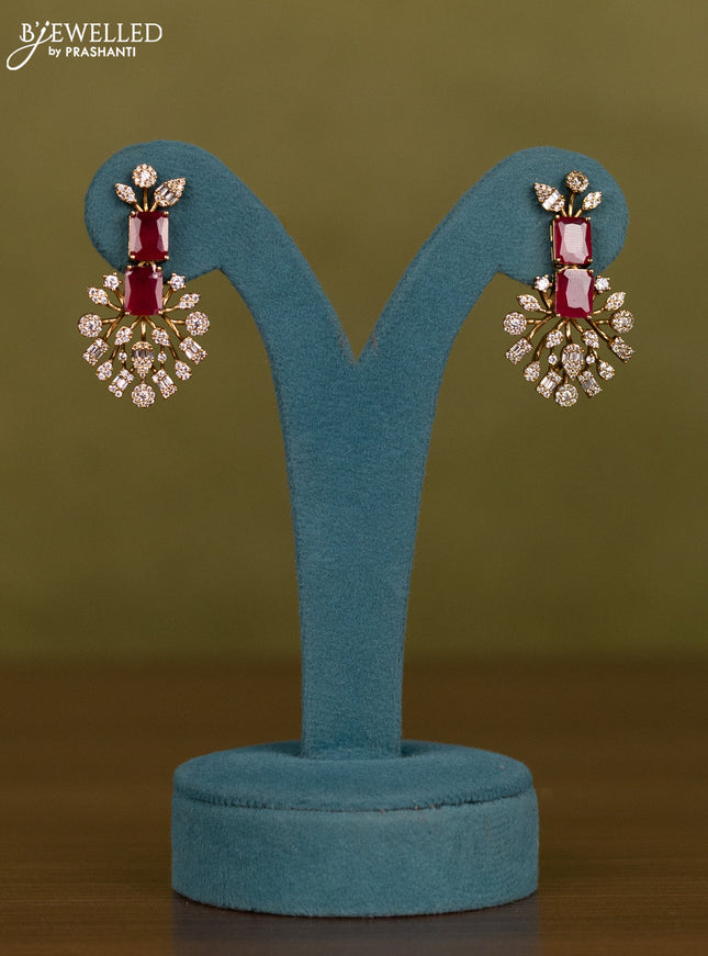 Necklace with ruby and cz stones in victorian finish