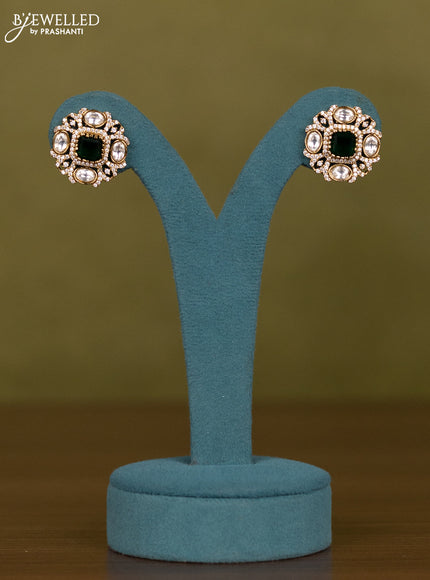 Necklace with emerald & kundan and cz stones in victorian finish