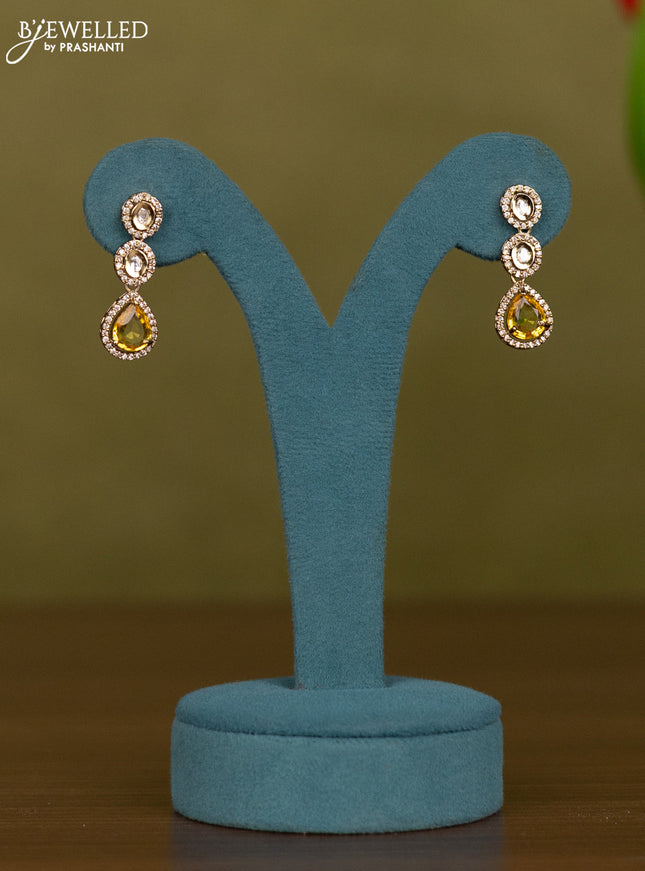 Necklace with yellow & kundan and cz stones in victorian finish