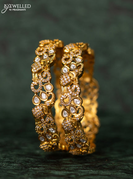 Antique bangles elephant design with kundan and cz stones