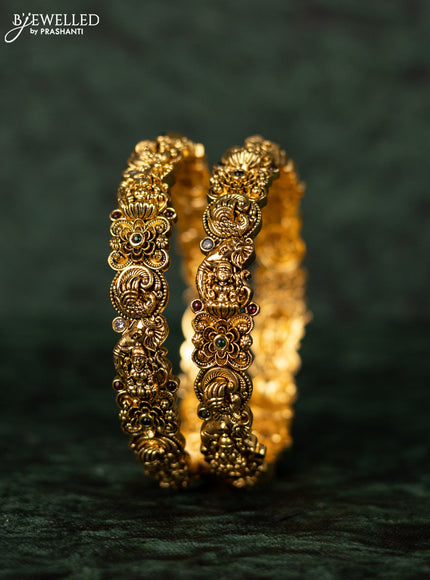 Antique bangles lakshmi design with kemp and kundan stones