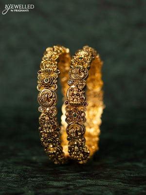 Antique bangles lakshmi design with kemp and kundan stones