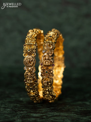 Antique bangles lakshmi design with kemp and kundan stones