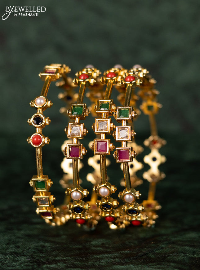 Antique bangles with multicolour stones