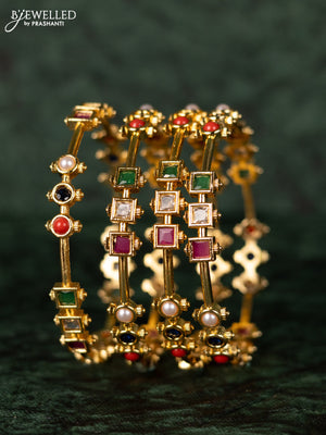 Antique bangles with multicolour stones