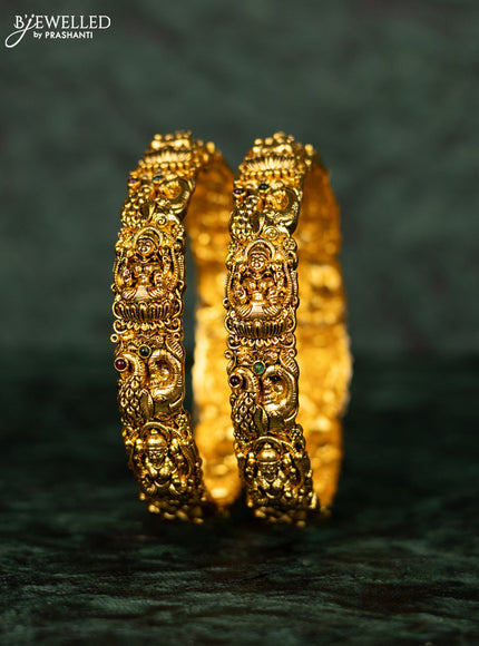 Antique bangles lakshmi design with kemp stones